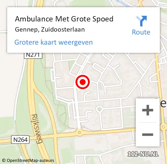 Locatie op kaart van de 112 melding: Ambulance Met Grote Spoed Naar Gennep, Zuidoosterlaan op 21 maart 2014 23:40