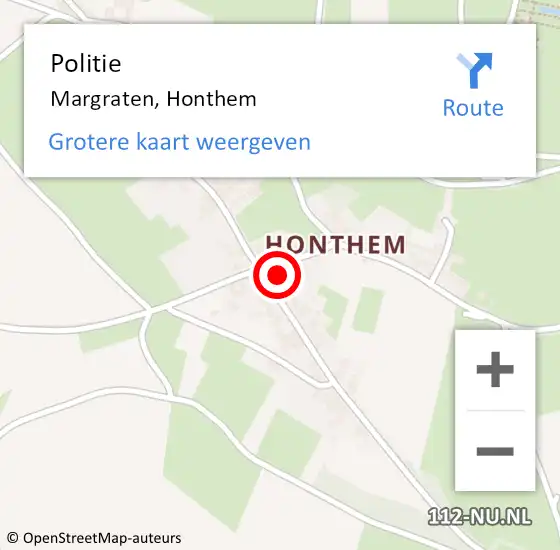 Locatie op kaart van de 112 melding: Politie Margraten, Honthem op 30 januari 2019 12:02