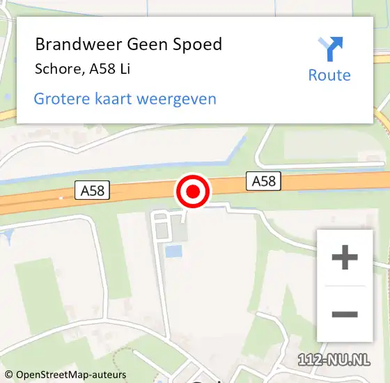 Locatie op kaart van de 112 melding: Brandweer Geen Spoed Naar Schore, A58 Li op 30 januari 2019 12:52