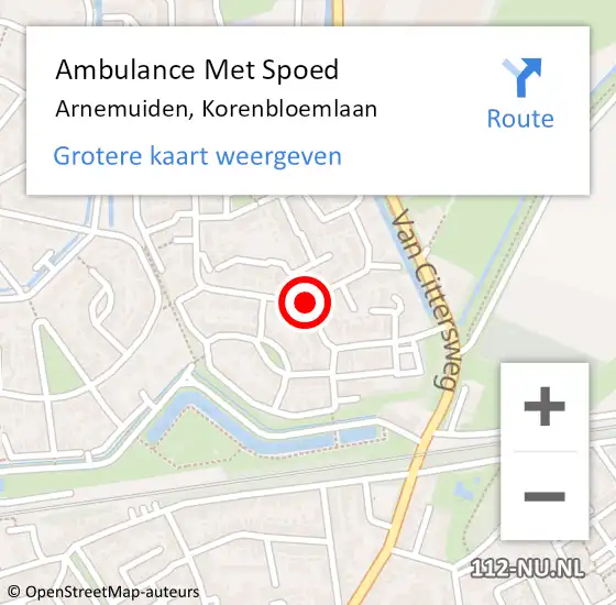 Locatie op kaart van de 112 melding: Ambulance Met Spoed Naar Arnemuiden, Korenbloemlaan op 30 januari 2019 13:03