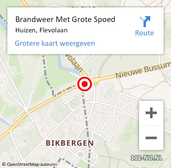 Locatie op kaart van de 112 melding: Brandweer Met Grote Spoed Naar Huizen, Flevolaan op 30 januari 2019 13:27