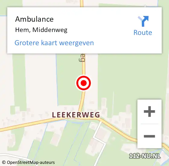 Locatie op kaart van de 112 melding: Ambulance Hem, Middenweg op 30 januari 2019 20:46