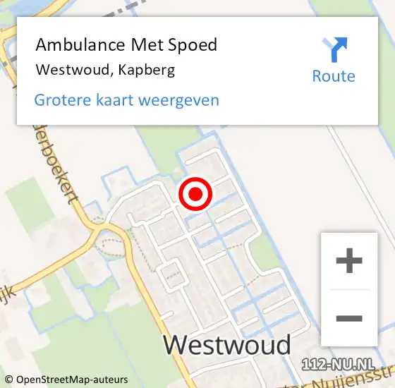 Locatie op kaart van de 112 melding: Ambulance Met Spoed Naar Westwoud, Kapberg op 30 januari 2019 22:15