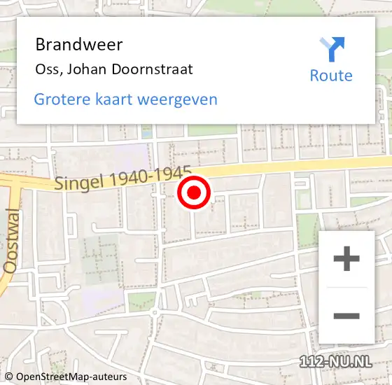 Locatie op kaart van de 112 melding: Brandweer Oss, Johan Doornstraat op 30 januari 2019 23:41