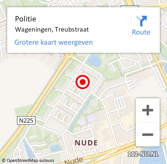 Locatie op kaart van de 112 melding: Politie Wageningen, Treubstraat op 31 januari 2019 00:36