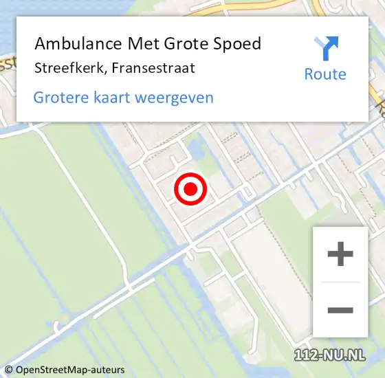 Locatie op kaart van de 112 melding: Ambulance Met Grote Spoed Naar Streefkerk, Fransestraat op 31 januari 2019 03:24