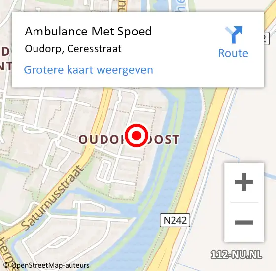 Locatie op kaart van de 112 melding: Ambulance Met Spoed Naar Oudorp, Ceresstraat op 31 januari 2019 07:51