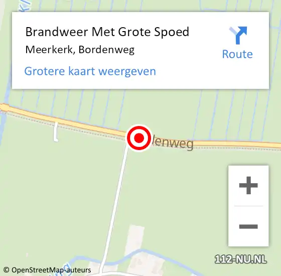 Locatie op kaart van de 112 melding: Brandweer Met Grote Spoed Naar Meerkerk, Bordenweg op 31 januari 2019 08:00