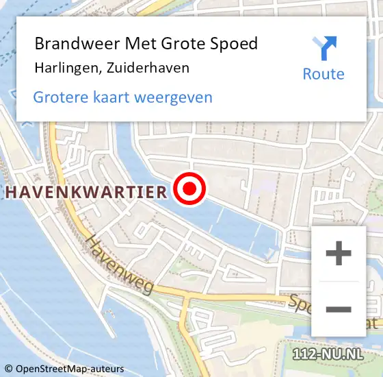 Locatie op kaart van de 112 melding: Brandweer Met Grote Spoed Naar Harlingen, Zuiderhaven op 31 januari 2019 08:33