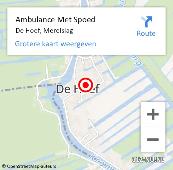 Locatie op kaart van de 112 melding: Ambulance Met Spoed Naar De Hoef, Merelslag op 31 januari 2019 09:56