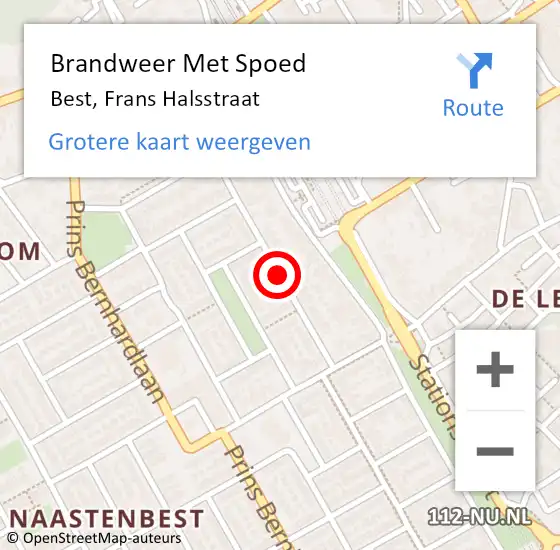 Locatie op kaart van de 112 melding: Brandweer Met Spoed Naar Best, Frans Halsstraat op 31 januari 2019 09:58