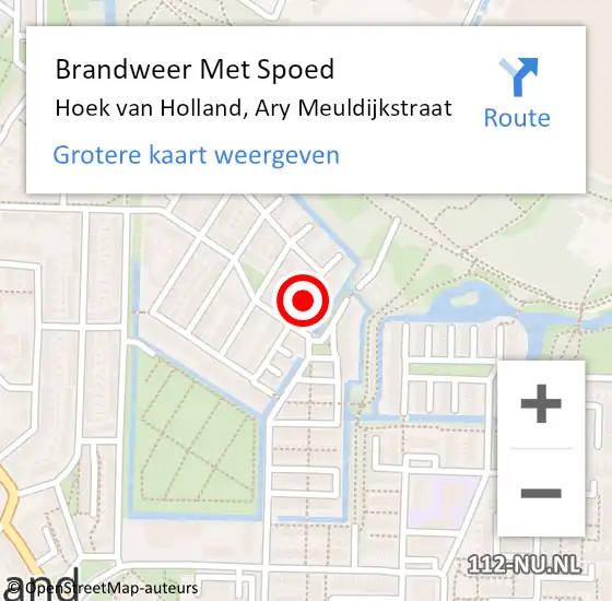 Locatie op kaart van de 112 melding: Brandweer Met Spoed Naar Hoek van Holland, Ary Meuldijkstraat op 31 januari 2019 10:42