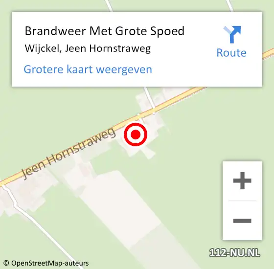 Locatie op kaart van de 112 melding: Brandweer Met Grote Spoed Naar Wijckel, Jeen Hornstraweg op 31 januari 2019 12:31