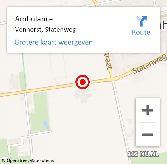 Locatie op kaart van de 112 melding: Ambulance Venhorst, Statenweg op 31 januari 2019 13:37