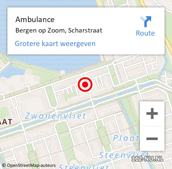 Locatie op kaart van de 112 melding: Ambulance Bergen op Zoom, Scharstraat op 31 januari 2019 14:10