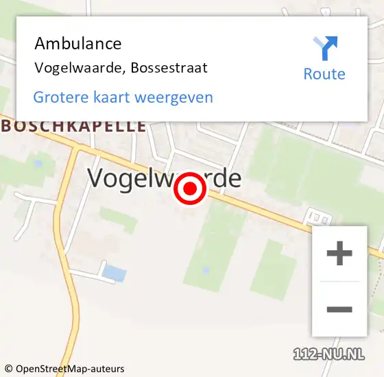 Locatie op kaart van de 112 melding: Ambulance Vogelwaarde, Bossestraat op 31 januari 2019 14:33