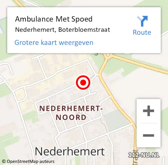 Locatie op kaart van de 112 melding: Ambulance Met Spoed Naar Nederhemert, Boterbloemstraat op 31 januari 2019 15:22
