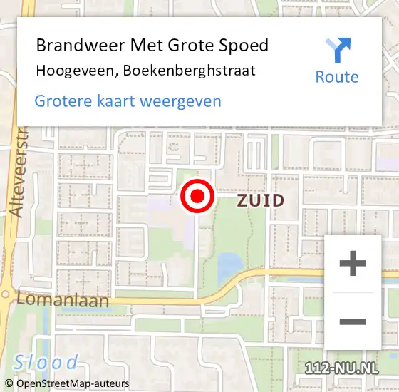 Locatie op kaart van de 112 melding: Brandweer Met Grote Spoed Naar Hoogeveen, Boekenberghstraat op 31 januari 2019 16:41