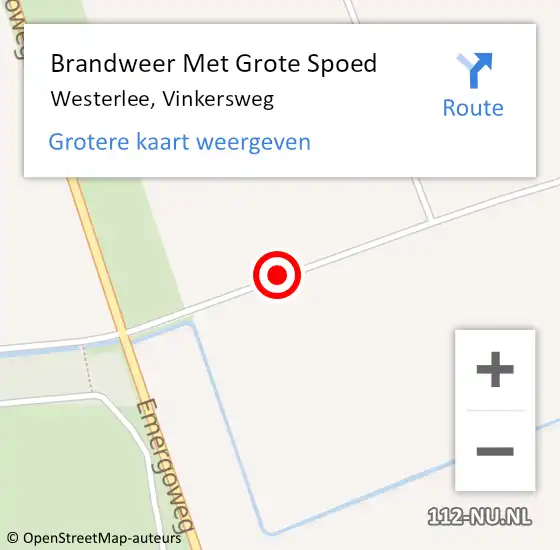 Locatie op kaart van de 112 melding: Brandweer Met Grote Spoed Naar Westerlee, Vinkersweg op 31 januari 2019 17:19