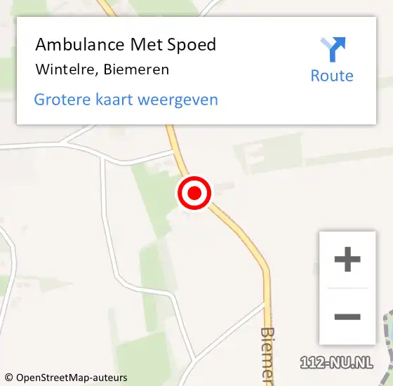 Locatie op kaart van de 112 melding: Ambulance Met Spoed Naar Wintelre, Biemeren op 31 januari 2019 17:23
