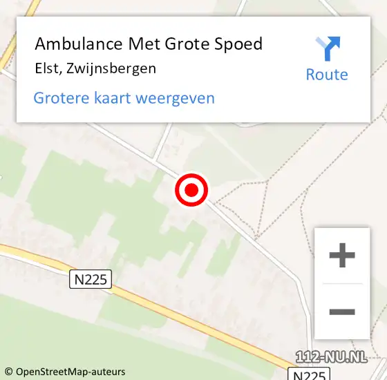 Locatie op kaart van de 112 melding: Ambulance Met Grote Spoed Naar Elst, Zwijnsbergen op 31 januari 2019 17:30