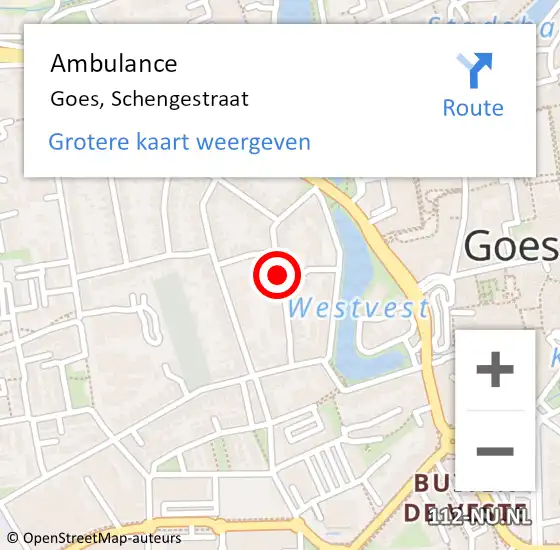 Locatie op kaart van de 112 melding: Ambulance Goes, Schengestraat op 31 januari 2019 19:07