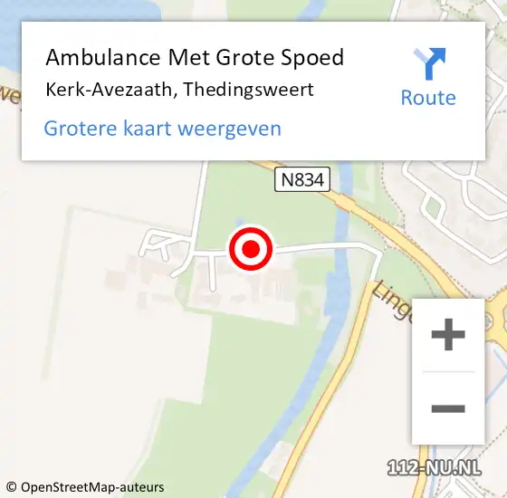 Locatie op kaart van de 112 melding: Ambulance Met Grote Spoed Naar Kerk-Avezaath, Thedingsweert op 31 januari 2019 19:17