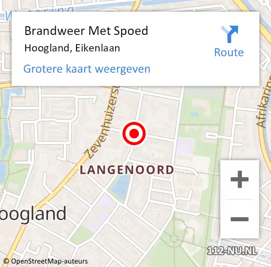 Locatie op kaart van de 112 melding: Brandweer Met Spoed Naar Hoogland, Eikenlaan op 31 januari 2019 21:14