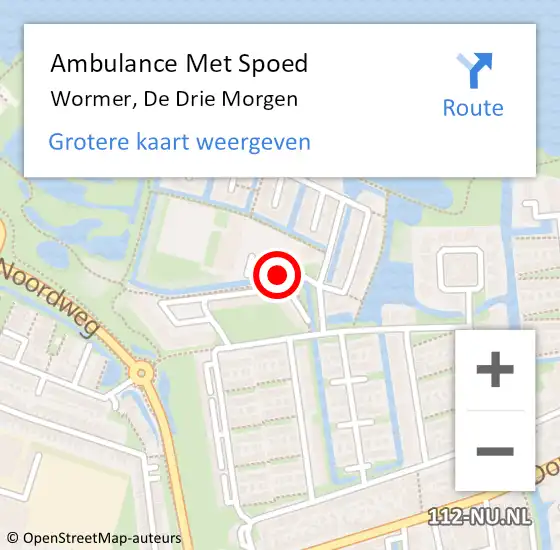 Locatie op kaart van de 112 melding: Ambulance Met Spoed Naar Wormer, De Drie Morgen op 31 januari 2019 21:55