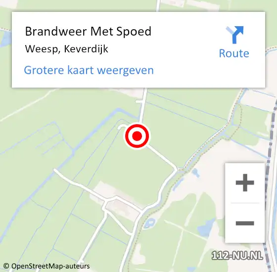 Locatie op kaart van de 112 melding: Brandweer Met Spoed Naar Weesp, Keverdijk op 1 februari 2019 01:17