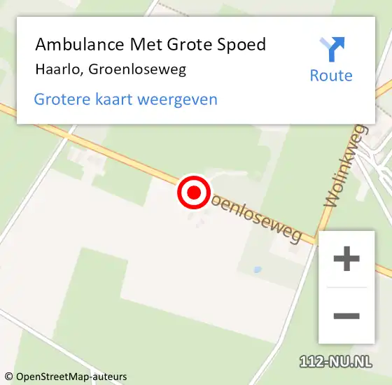 Locatie op kaart van de 112 melding: Ambulance Met Grote Spoed Naar Haarlo, Groenloseweg op 1 februari 2019 03:37