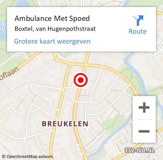 Locatie op kaart van de 112 melding: Ambulance Met Spoed Naar Boxtel, van Hugenpothstraat op 1 februari 2019 04:41