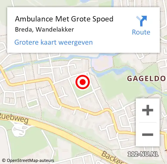 Locatie op kaart van de 112 melding: Ambulance Met Grote Spoed Naar Breda, Wandelakker op 1 februari 2019 05:33