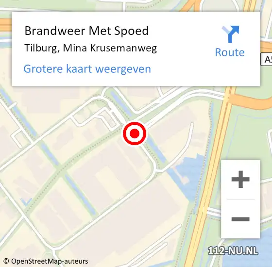 Locatie op kaart van de 112 melding: Brandweer Met Spoed Naar Tilburg, Mina Krusemanweg op 1 februari 2019 06:49