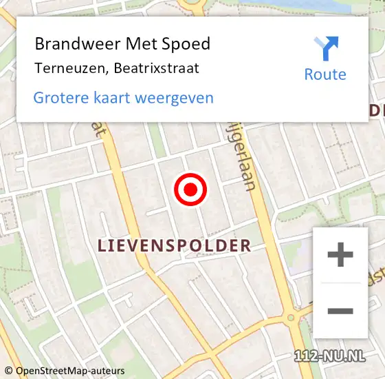 Locatie op kaart van de 112 melding: Brandweer Met Spoed Naar Terneuzen, Beatrixstraat op 1 februari 2019 08:39