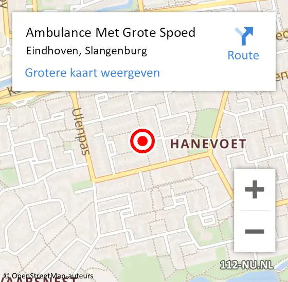 Locatie op kaart van de 112 melding: Ambulance Met Grote Spoed Naar Eindhoven, Slangenburg op 1 februari 2019 08:45