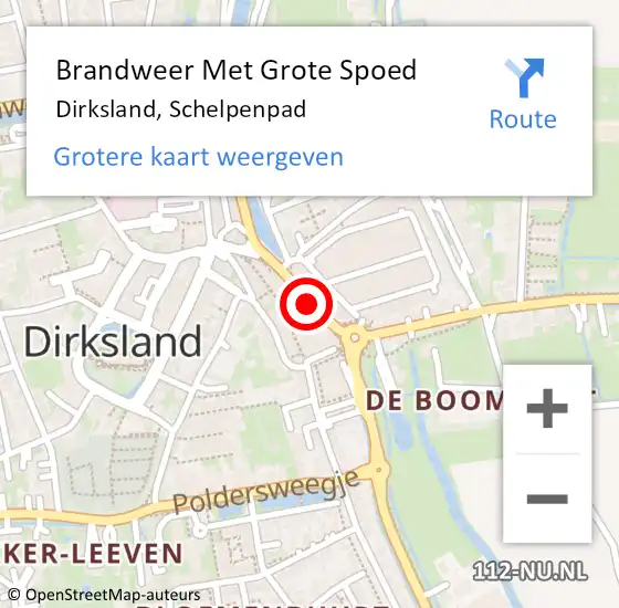 Locatie op kaart van de 112 melding: Brandweer Met Grote Spoed Naar Dirksland, Schelpenpad op 1 februari 2019 08:45