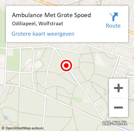 Locatie op kaart van de 112 melding: Ambulance Met Grote Spoed Naar Odiliapeel, Wolfstraat op 1 februari 2019 08:57