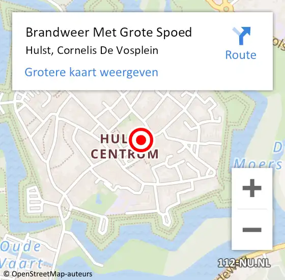 Locatie op kaart van de 112 melding: Brandweer Met Grote Spoed Naar Hulst, Cornelis De Vosplein op 1 februari 2019 09:27