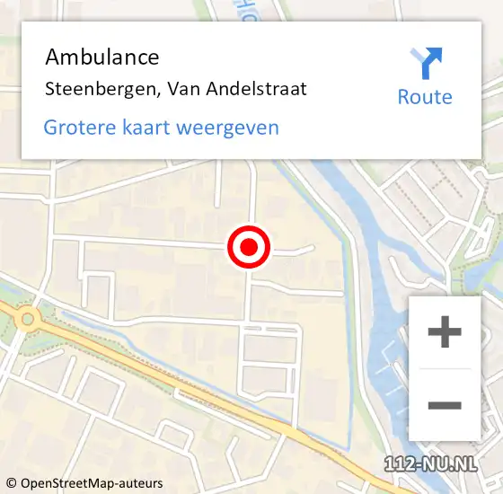 Locatie op kaart van de 112 melding: Ambulance Steenbergen, Van Andelstraat op 1 februari 2019 10:13