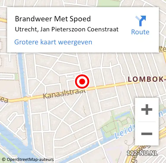 Locatie op kaart van de 112 melding: Brandweer Met Spoed Naar Utrecht, Jan Pieterszoon Coenstraat op 1 februari 2019 11:18