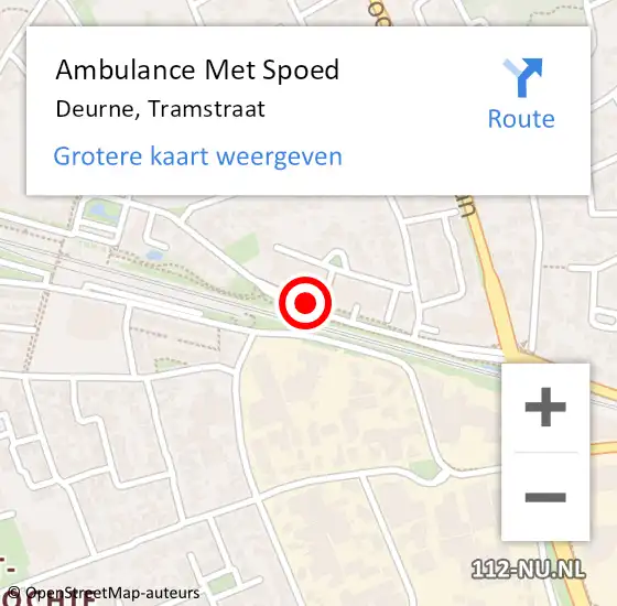 Locatie op kaart van de 112 melding: Ambulance Met Spoed Naar Deurne, Tramstraat op 1 februari 2019 12:06