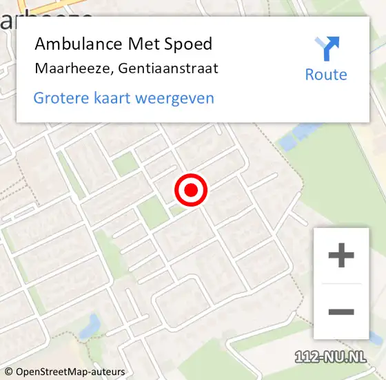 Locatie op kaart van de 112 melding: Ambulance Met Spoed Naar Maarheeze, Gentiaanstraat op 1 februari 2019 12:29