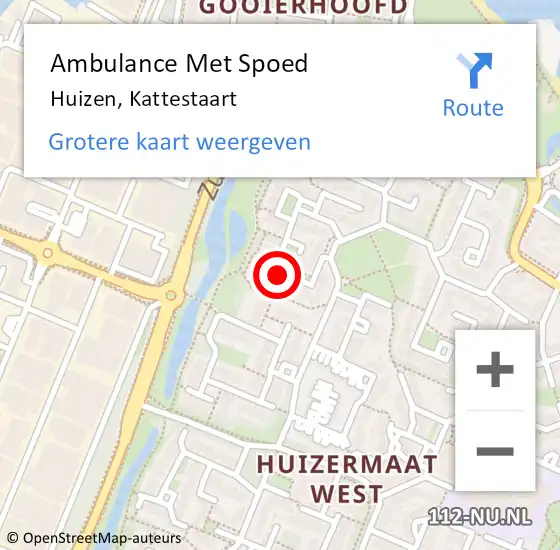 Locatie op kaart van de 112 melding: Ambulance Met Spoed Naar Huizen, Kattestaart op 22 maart 2014 08:40