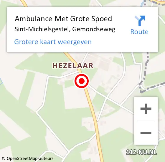 Locatie op kaart van de 112 melding: Ambulance Met Grote Spoed Naar Sint-Michielsgestel, Gemondseweg op 1 februari 2019 12:48