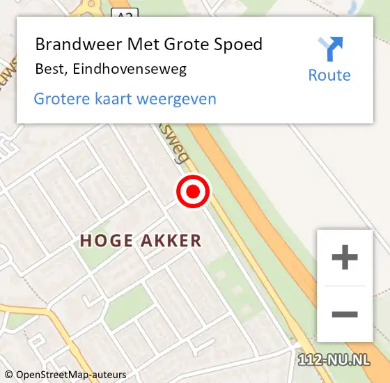 Locatie op kaart van de 112 melding: Brandweer Met Grote Spoed Naar Best, Eindhovenseweg op 1 februari 2019 13:20