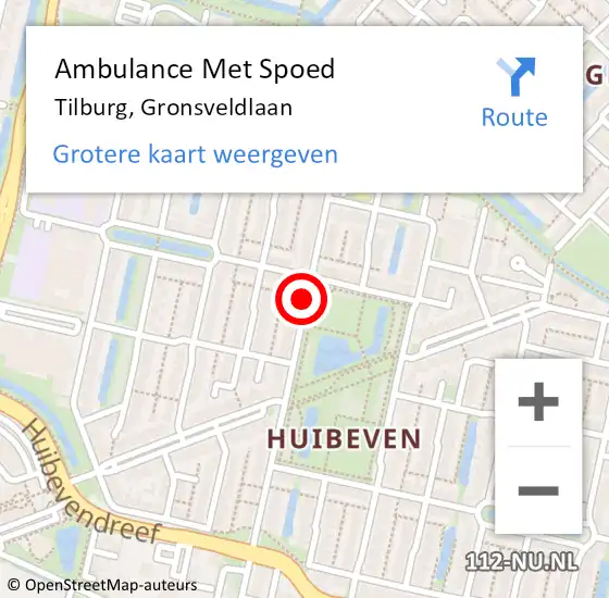 Locatie op kaart van de 112 melding: Ambulance Met Spoed Naar Tilburg, Gronsveldlaan op 1 februari 2019 13:33