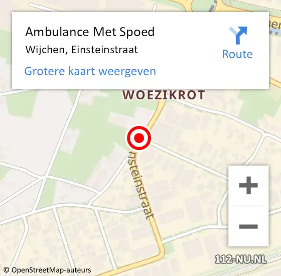Locatie op kaart van de 112 melding: Ambulance Met Spoed Naar Wijchen, Einsteinstraat op 1 februari 2019 13:34