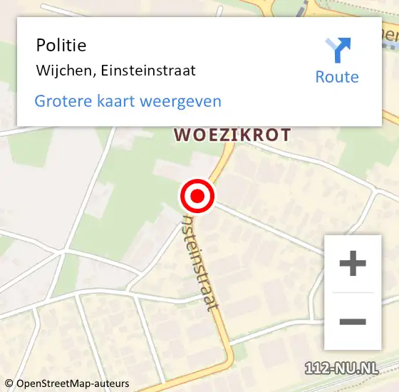 Locatie op kaart van de 112 melding: Politie Wijchen, Einsteinstraat op 1 februari 2019 13:35