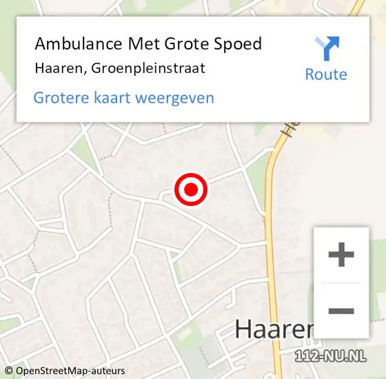 Locatie op kaart van de 112 melding: Ambulance Met Grote Spoed Naar Haaren, Groenpleinstraat op 1 februari 2019 13:41